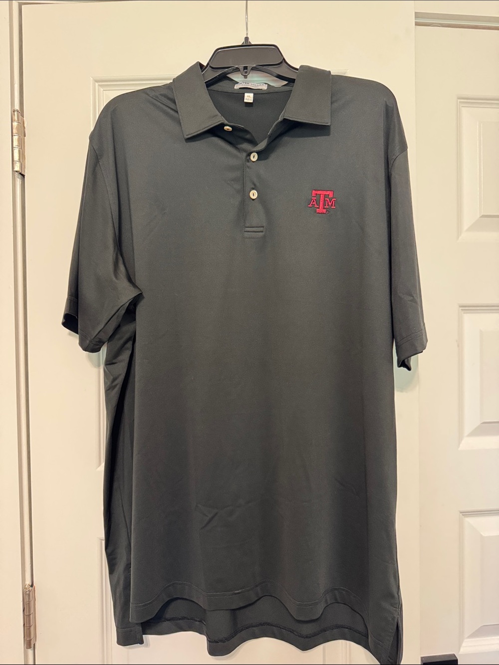 Peter Millar Gray Polo with Red Embroidered Logo